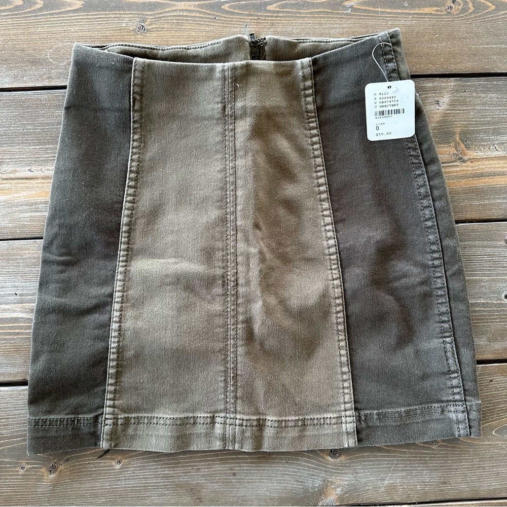 Free People stretch denim pencil mini skirt